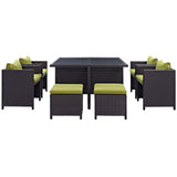 Modway Furniture Inverse 9 Piece Outdoor Patio Dining Set 0423 Espresso Peridot EEI-726-EXP-PER