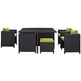 Modway Furniture Inverse 9 Piece Outdoor Patio Dining Set 0423 Espresso Peridot EEI-726-EXP-PER