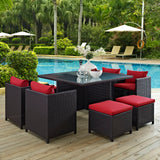 Modway Furniture Inverse 9 Piece Outdoor Patio Dining Set 0423 Espresso Red EEI-726-EXP-RED