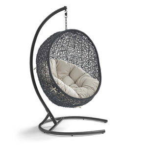 Encase Swing Outdoor Patio Lounge Chair Beige EEI-739-BEI-SET