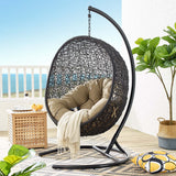 Encase Swing Outdoor Patio Lounge Chair Mocha EEI-739-MOC-SET