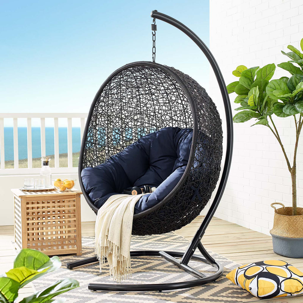 Encase Swing Outdoor Patio Lounge Chair Navy EEI-739-NAV-SET