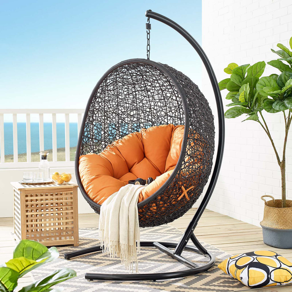 Encase Swing Outdoor Patio Lounge Chair Orange EEI-739-ORA-SET