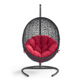 Encase Swing Outdoor Patio Lounge Chair Red EEI-739-RED-SET