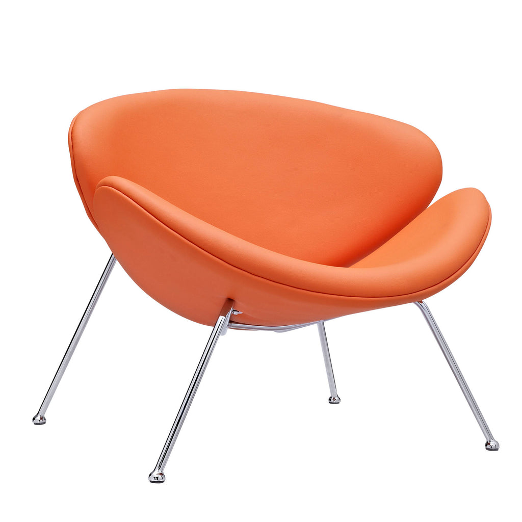 Nutshell Upholstered Vinyl Lounge Chair Orange EEI-809-ORA