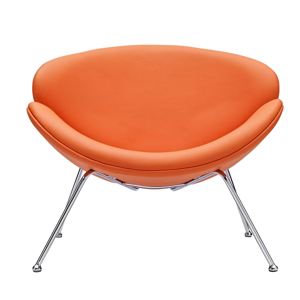 Nutshell Upholstered Vinyl Lounge Chair Orange EEI-809-ORA