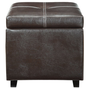 Treasure Upholstered Vinyl Ottoman Espresso EEI-814-BRN