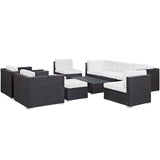 Modway Furniture Avia 10 Piece Outdoor Patio Sectional Set 0423 Espresso White EEI-826-EXP-WHI-SET