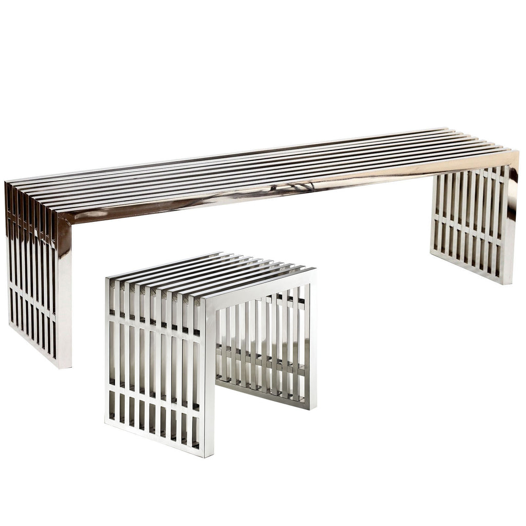 Gridiron Benches Set of 2 Silver EEI-868