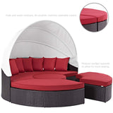 Quest Canopy Outdoor Patio Daybed Espresso Red EEI-983-EXP-RED-SET