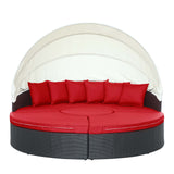 Quest Canopy Outdoor Patio Daybed Espresso Red EEI-983-EXP-RED-SET