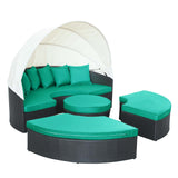 Quest Canopy Outdoor Patio Daybed Espresso Turquoise EEI-983-EXP-TRQ-SET