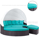 Quest Canopy Outdoor Patio Daybed Espresso Turquoise EEI-983-EXP-TRQ-SET