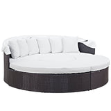 Quest Canopy Outdoor Patio Daybed Espresso White EEI-983-EXP-WHI-SET