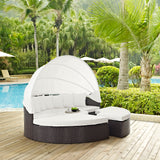 Quest Canopy Outdoor Patio Daybed Espresso White EEI-983-EXP-WHI-SET