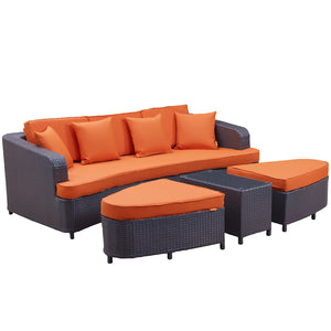 Monterey 4 Piece Outdoor Patio Sofa Set Brown Orange EEI-992-BRN-ORA-SET