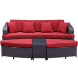 Monterey 4 Piece Outdoor Patio Sofa Set Brown Red EEI-992-BRN-RED-SET