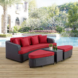 Monterey 4 Piece Outdoor Patio Sofa Set Brown Red EEI-992-BRN-RED-SET