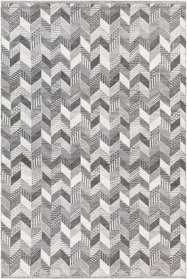 Chandra Rugs Effie 45% Wool + 45% Viscose + 10% Polyester Hand-Woven Contemporary Rug Black/White/Grey 7'9 x 10'6