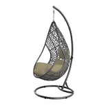 Bravo Outdoor Egg Chair, Grey Wicker Frame With Steel Stand Powdercoating Finish In Grey And Bei...