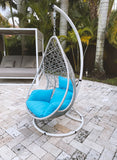 Bravo Outdoor Egg Chair, Wash White Wicker Frame With Steel Stand Powdercoating Finish In White ...