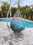 Bravo Outdoor Egg Chair, Wash White Wicker Frame With Steel Stand Powdercoating Finish In White ...