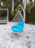 Bravo Outdoor Egg Chair, Wash White Wicker Frame With Steel Stand Powdercoating Finish In White ...