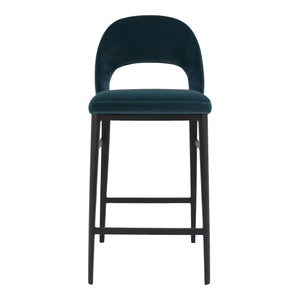 Moe's Home Roger Counter Stool Teal Velvet
