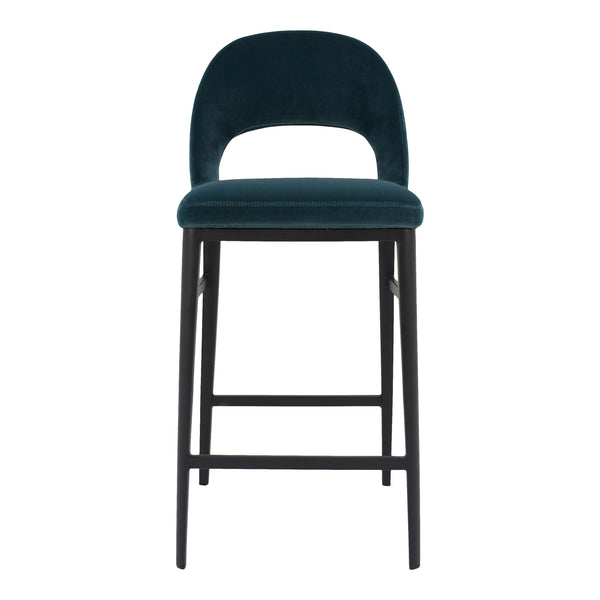 Moe's Home Roger Counter Stool Teal Velvet