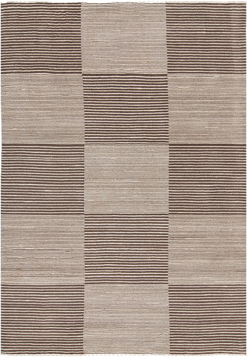 Chandra Rugs Elantra 100% Wool Hand-Knotted Contemporary Wool Rug Cream/Brown 9' x 13'