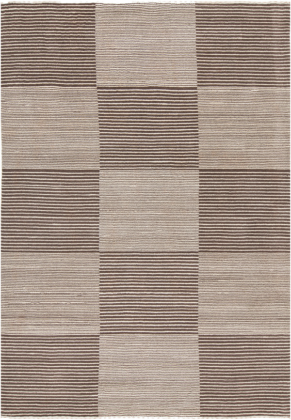 Chandra Rugs Elantra 100% Wool Hand-Knotted Contemporary Wool Rug Cream/Brown 9' x 13'