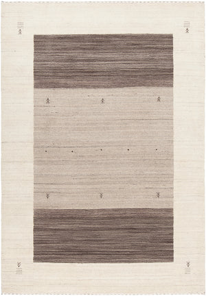 Chandra Rugs Elantra 100% Wool Hand-Knotted Contemporary Wool Rug Cream/Brown 9' x 13'