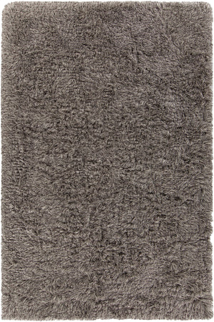 Chandra Rugs Elisha 100% Polyester Hand-Woven Contemporary Shag Rug Grey/Black 9' x 13'