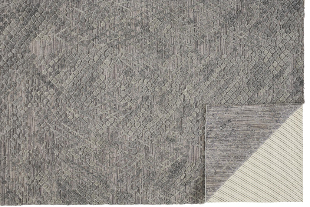 Elias Abstract Crosshatch Runner, Gray/Sage/Ice Green, 2ft-9in x 10ft