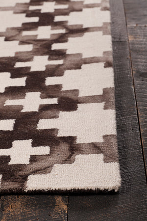 Chandra Rugs Elvo 100% Wool Hand-Tufted Contemporary Wool Rug Brown/White 7'9 x 10'6