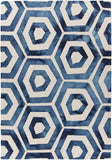 Chandra Rugs Elvo 100% Wool Hand-Tufted Contemporary Wool Rug Blue/White 7'9 x 10'6