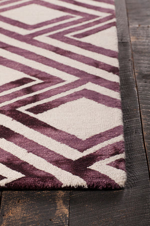 Chandra Rugs Elvo 100% Wool Hand-Tufted Contemporary Wool Rug Purple/White 7'9 x 10'6