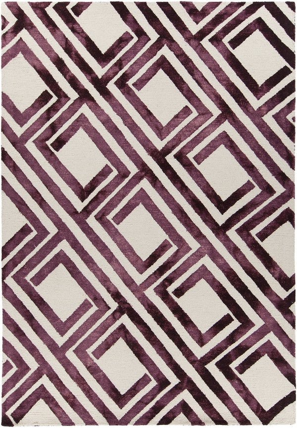 Chandra Rugs Elvo 100% Wool Hand-Tufted Contemporary Wool Rug Purple/White 7'9 x 10'6
