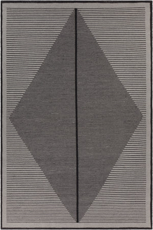 Chandra Rugs Elyza 100% Recycled Polyester Hand-Woven Contemporary Rug Grey/Black 7'9 x 10'6