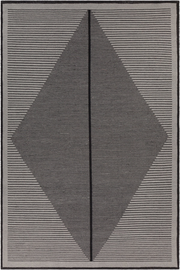 Chandra Rugs Elyza 100% Recycled Polyester Hand-Woven Contemporary Rug Grey/Black 7'9 x 10'6