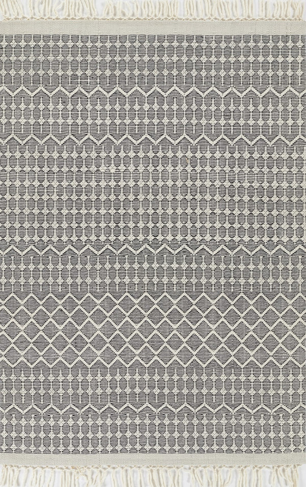 Momeni Ember EMR-1 Hand Woven Contemporary Geometric Indoor Area Rug Black 9' x 12' EMBEREMR-1BLK90C0