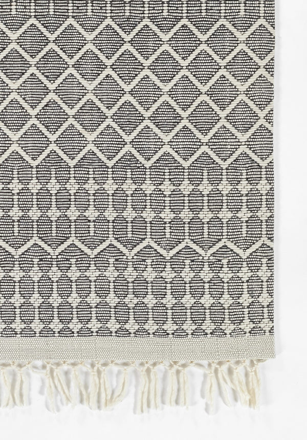 Momeni Ember EMR-1 Hand Woven Contemporary Geometric Indoor Area Rug Black 9' x 12' EMBEREMR-1BLK90C0