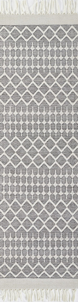 Momeni Ember EMR-1 Hand Woven Contemporary Geometric Indoor Area Rug Black 9' x 12' EMBEREMR-1BLK90C0