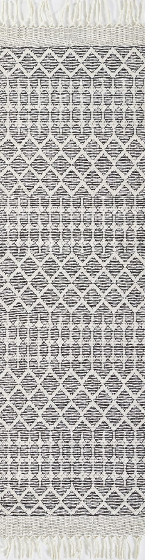 Momeni Ember EMR-1 Hand Woven Contemporary Geometric Indoor Area Rug Black 9' x 12' EMBEREMR-1BLK90C0