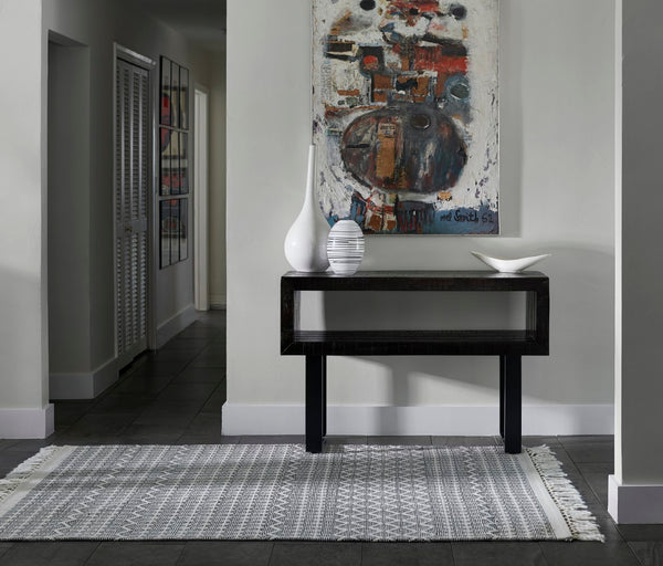 Momeni Ember EMR-1 Hand Woven Contemporary Geometric Indoor Area Rug Black 9' x 12' EMBEREMR-1BLK90C0