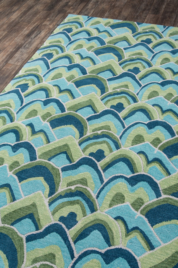Momeni Madcap Cottage Embrace Adventure EMB-1 Hand Hooked Contemporary Geometric Indoor Area Rug Green 8' x 10' EMBRAEMB-1GRN80A0