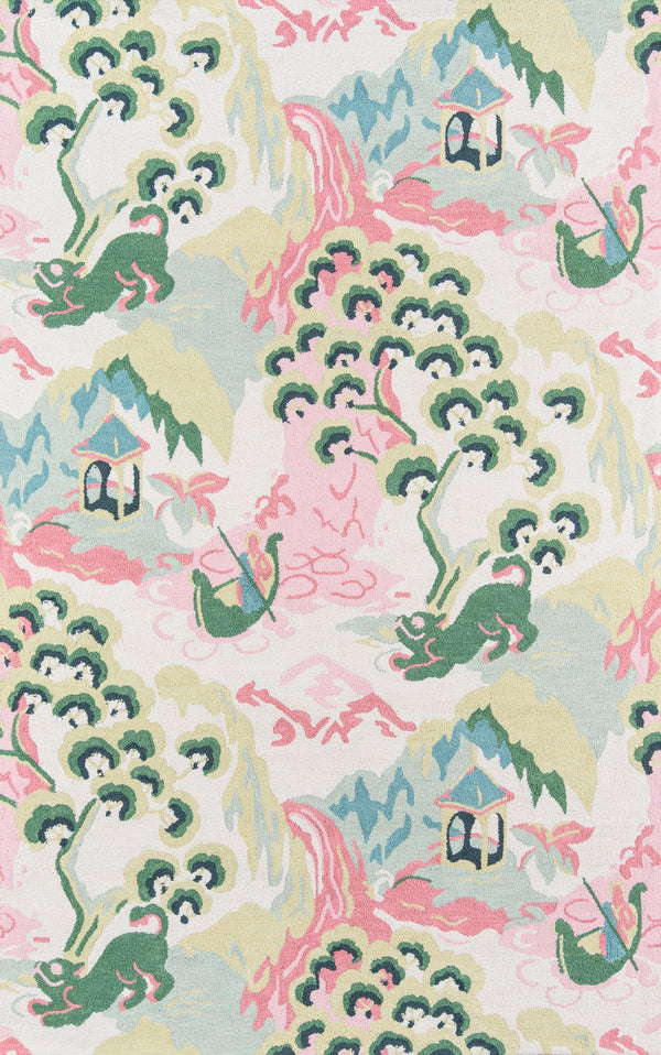Momeni Madcap Cottage Embrace Adventure EMB-2 Hand Hooked Contemporary Botanical Indoor Area Rug Ivory 8' x 10' EMBRAEMB-2IVY80A0