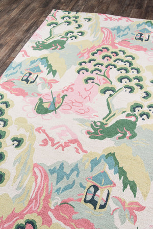 Momeni Madcap Cottage Embrace Adventure EMB-2 Hand Hooked Contemporary Botanical Indoor Area Rug Ivory 8' x 10' EMBRAEMB-2IVY80A0