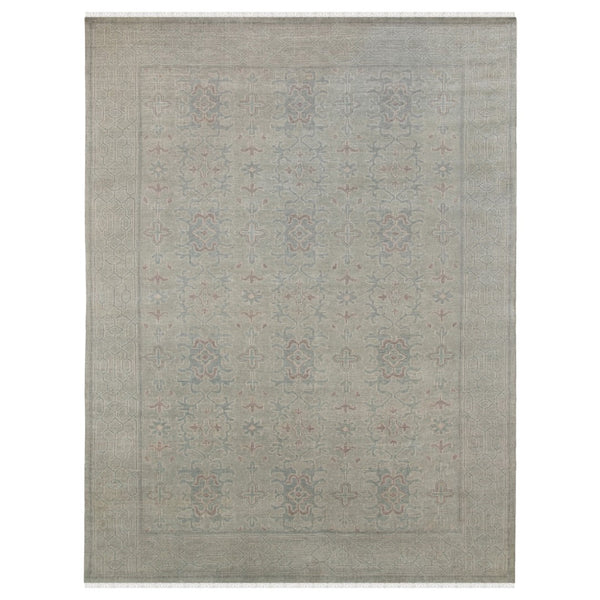 AMER Rugs Empress EMP-1 Hand-Knotted Bordered Classic Area Rug Light Blue 10' x 14'