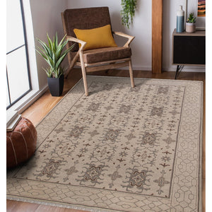 AMER Rugs Empress EMP-7 Hand-Knotted Bordered Classic Area Rug Taupe 10' x 14'